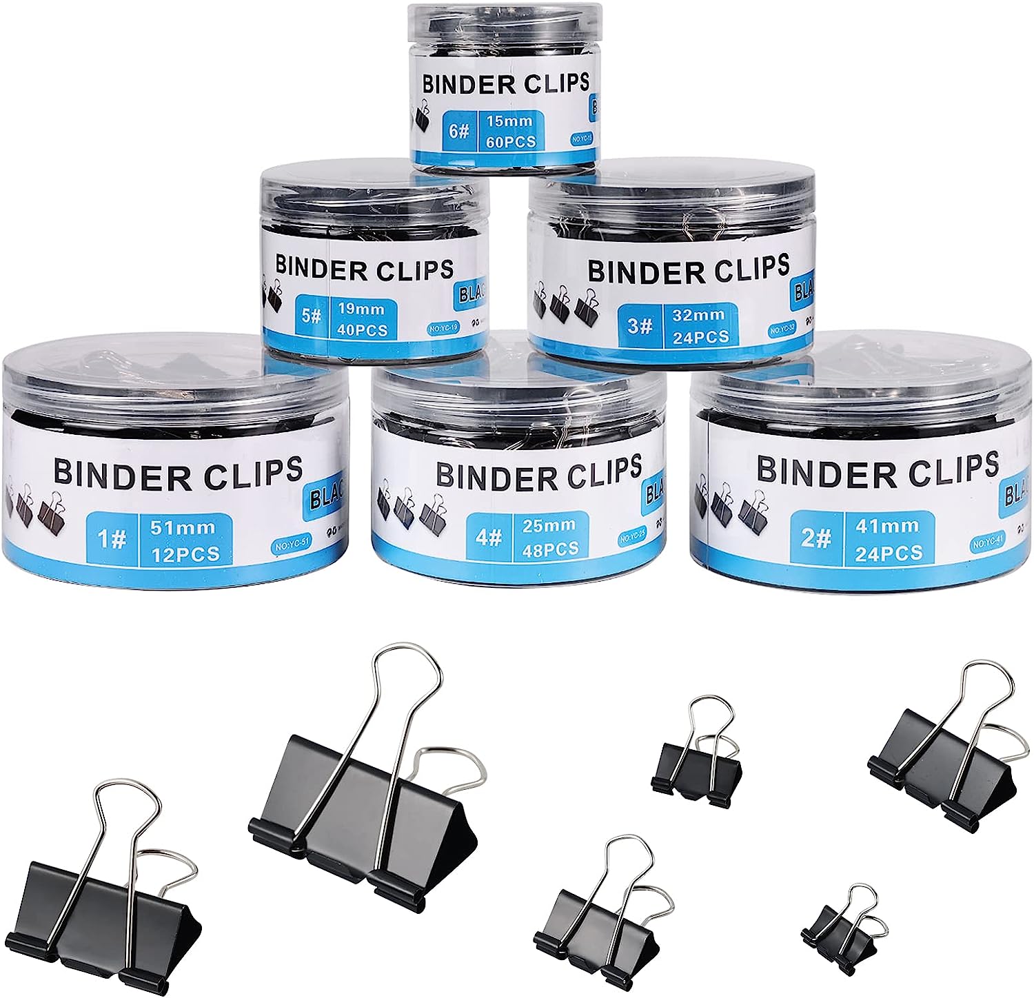 230527222436329_1 208 PCS Binder Clips Paper Clamps Assorted Sizes, Metal Paper Binder Clip, Black Binding Paperwork Clamp Bulk, School Teachers Office Supplies - Image 1